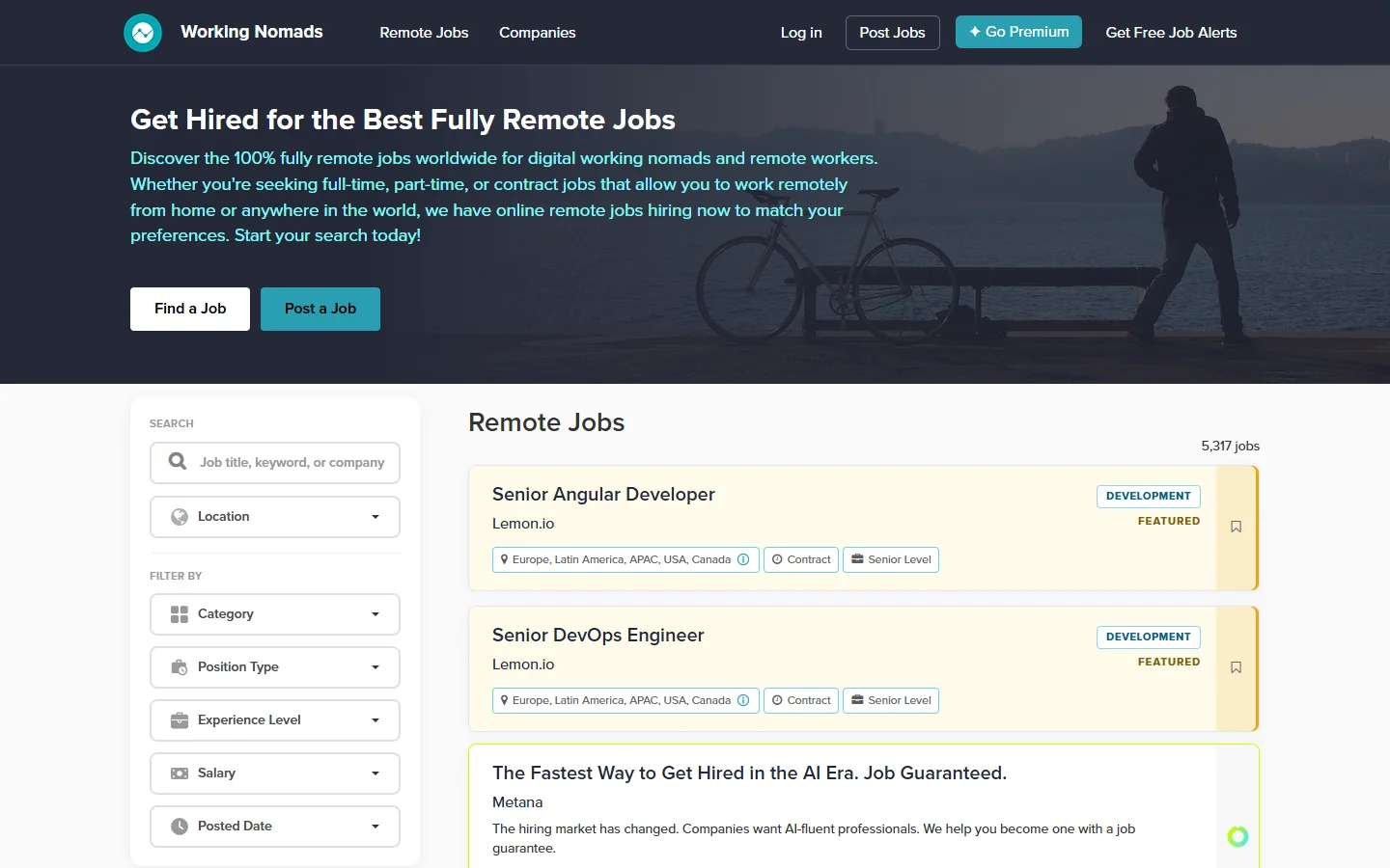 Working Nomads · Website screenshot