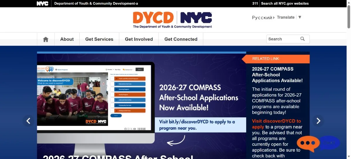 NYC Youth and Community Development · Website screenshot