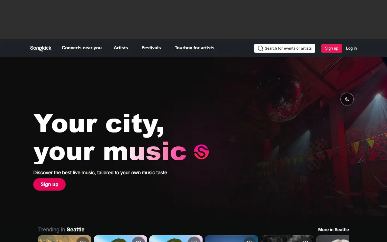 Songkick — Official website screenshot