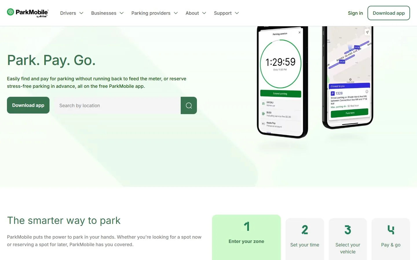 ParkMobile · Website screenshot