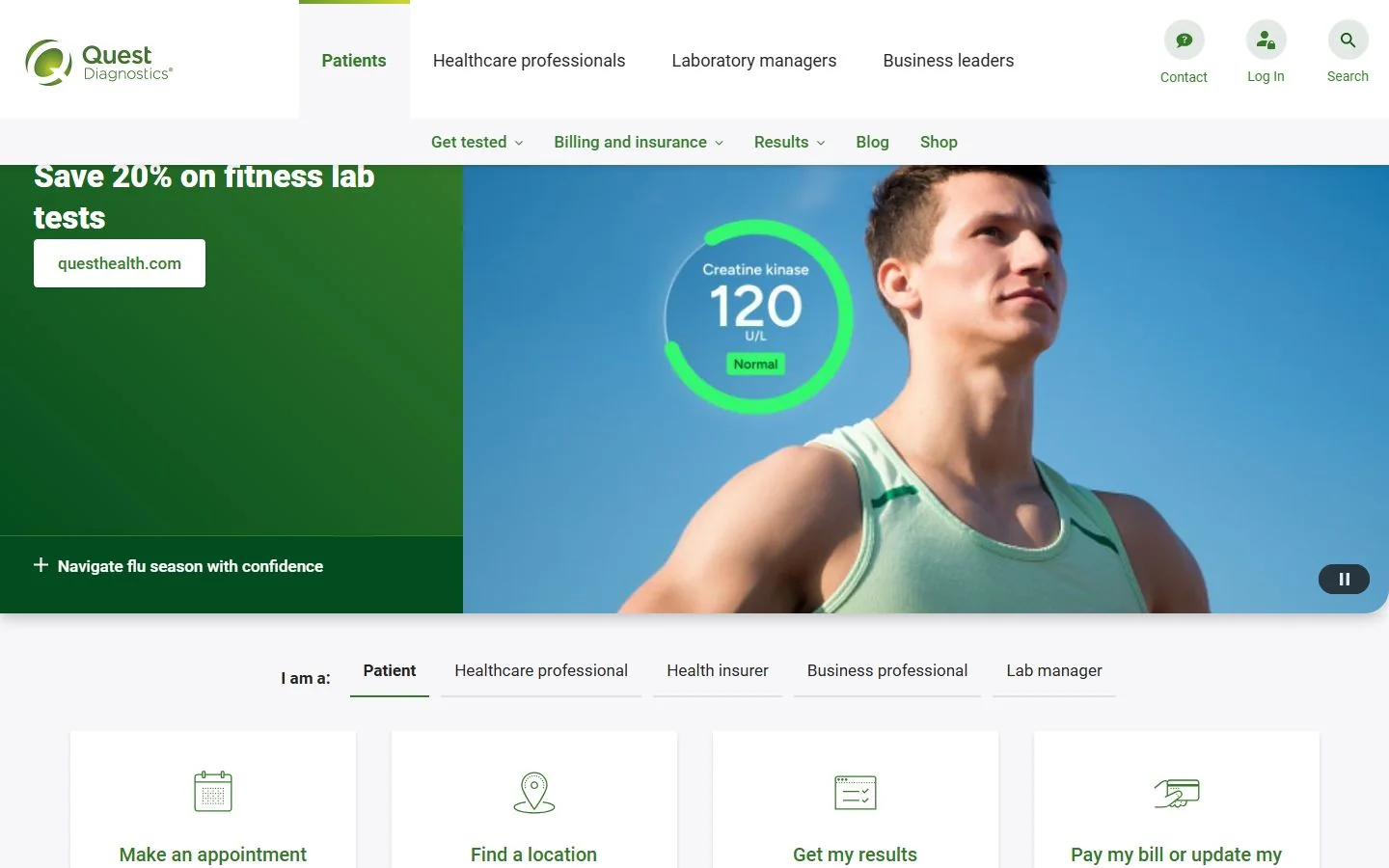 Quest Diagnostics · Website screenshot