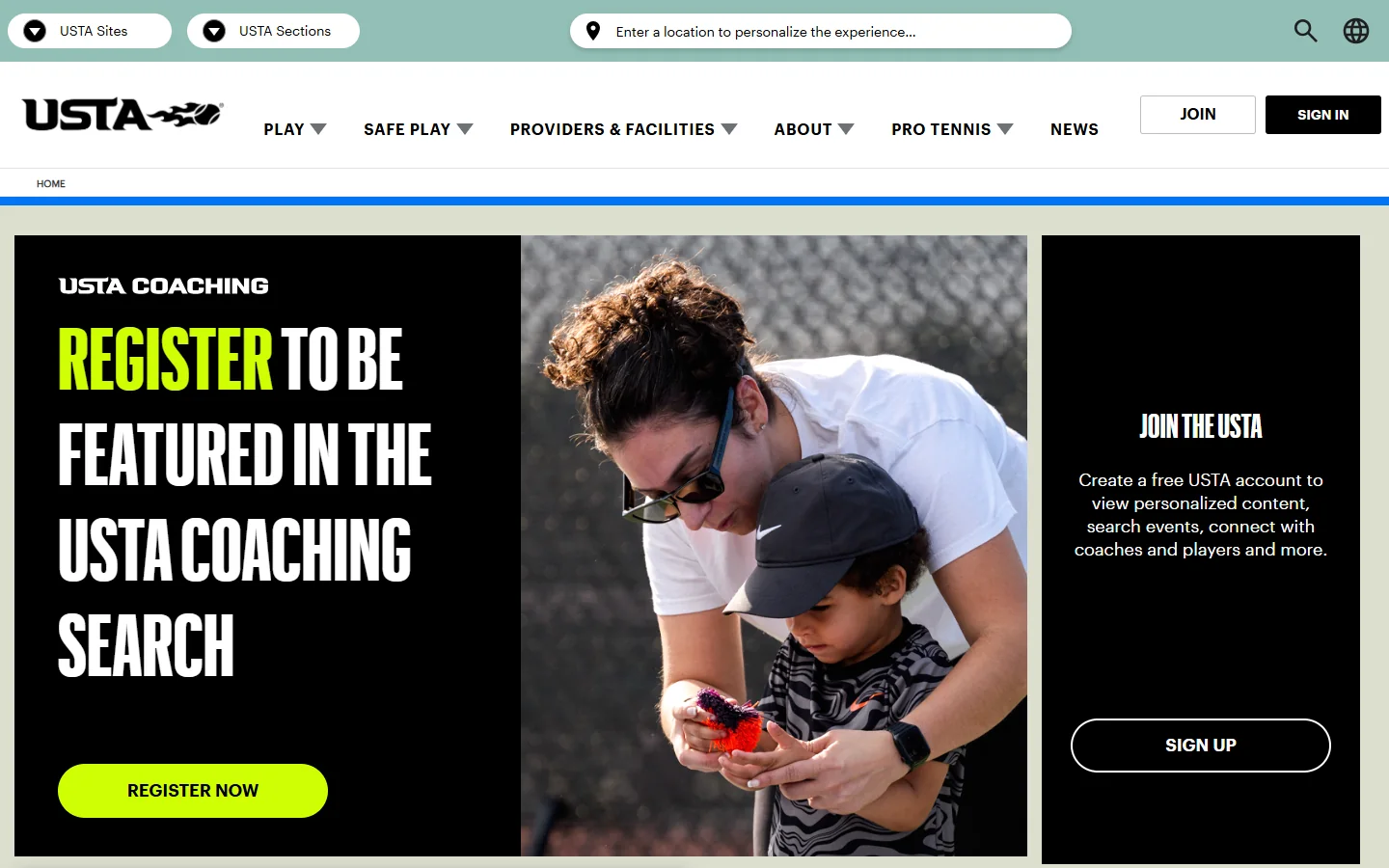 USTA · Website screenshot