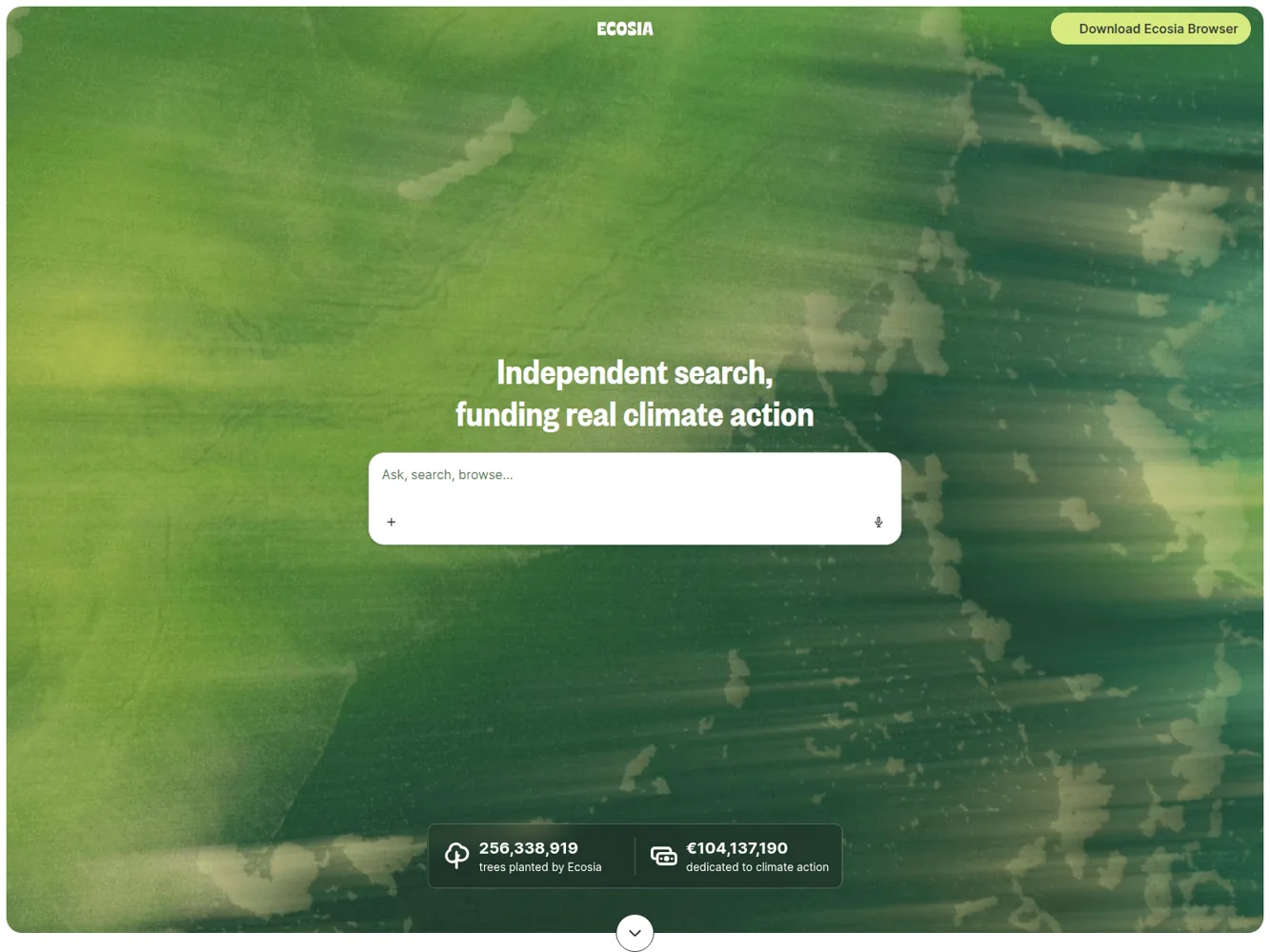 Ecosia · Website screenshot
