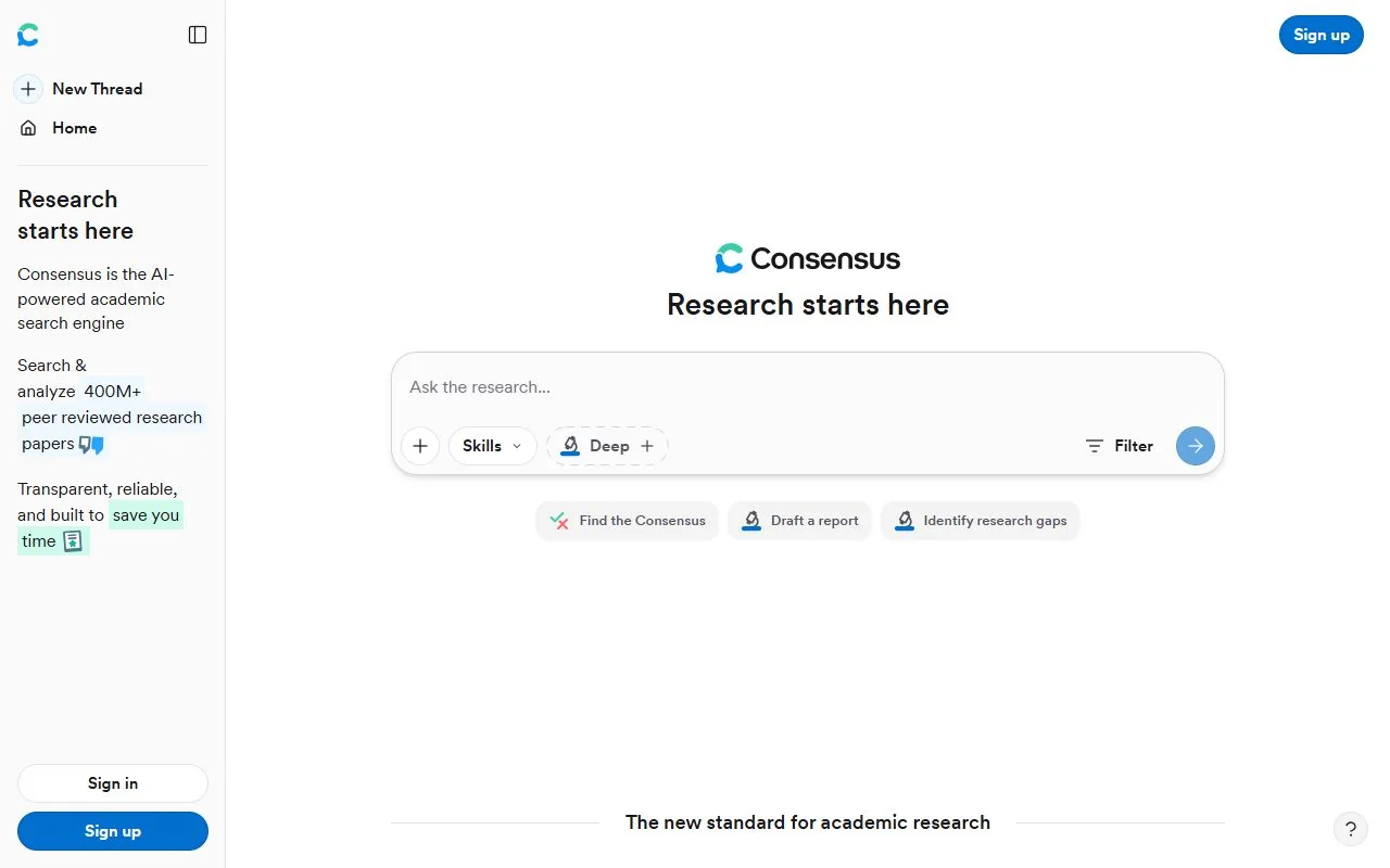 Consensus – Ansicht der Anbieter-Website