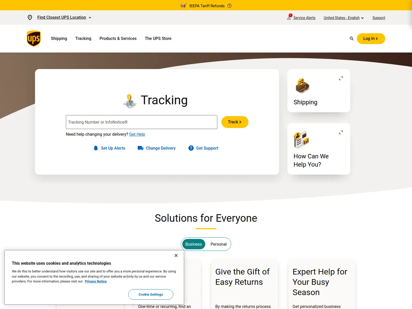 UPS · Website screenshot