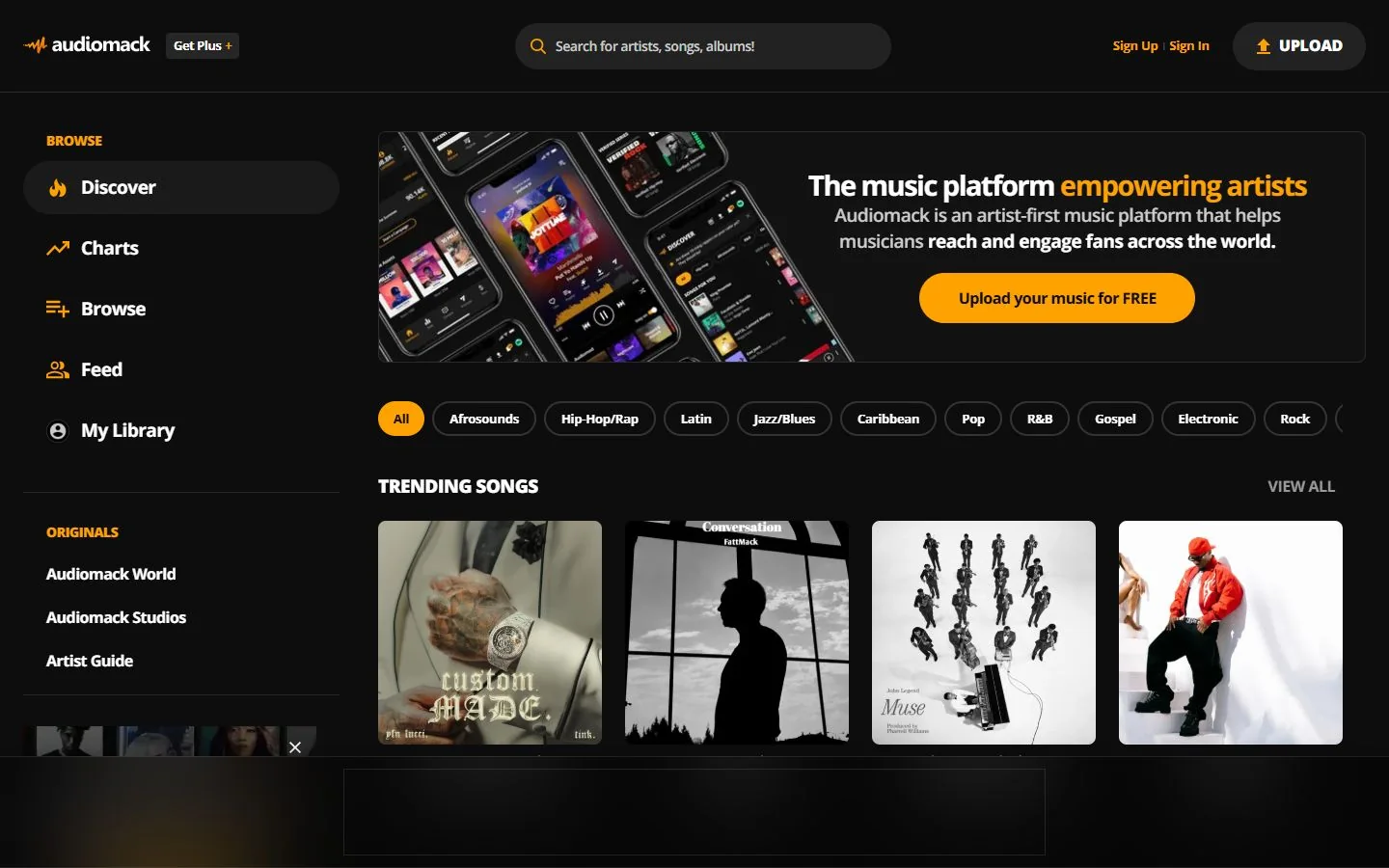 Audiomack — Official website screenshot