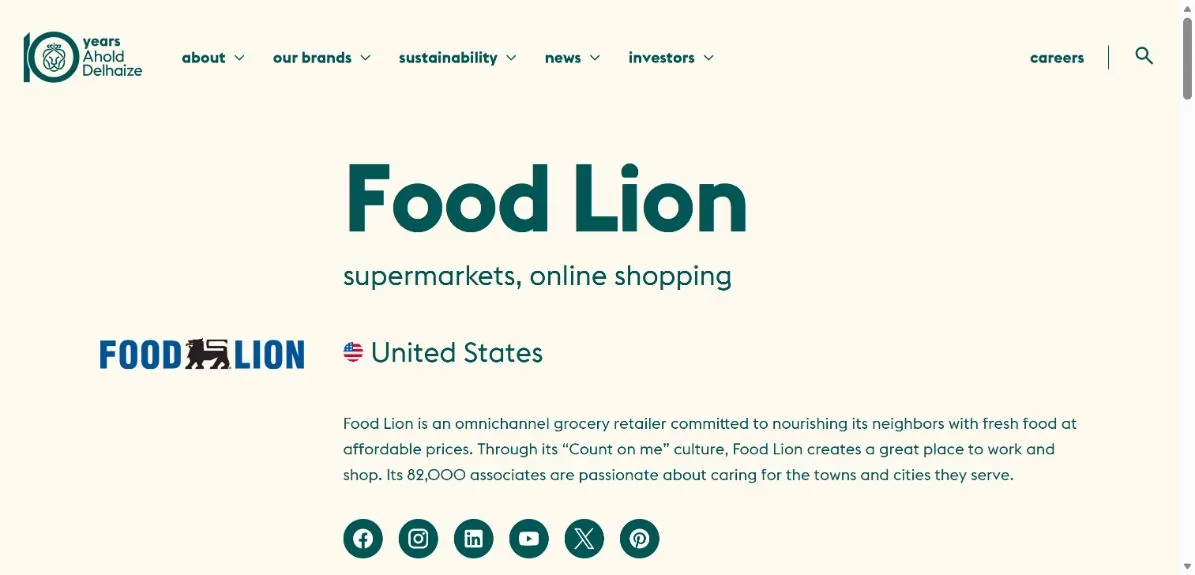 Food Lion · Website screenshot