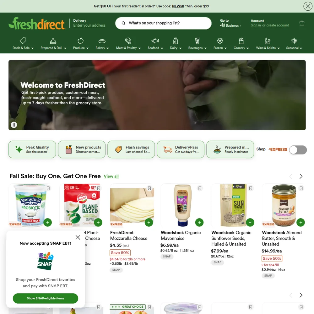 FreshDirect · Website screenshot