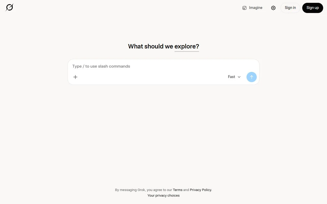 Grok – Ansicht der Anbieter-Website