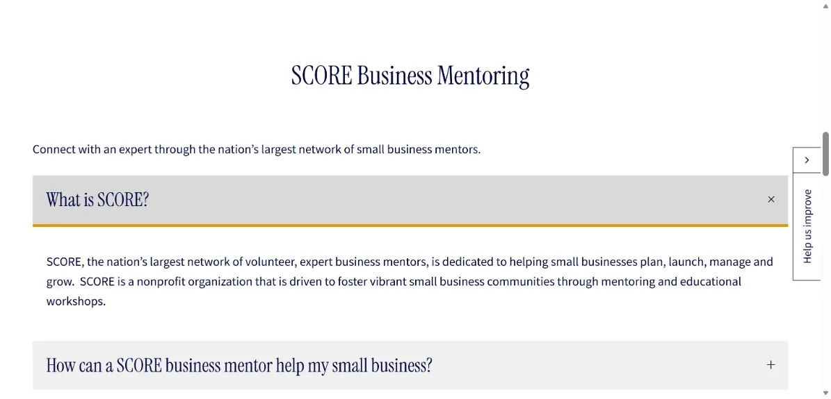 SCORE · Official SBA service page