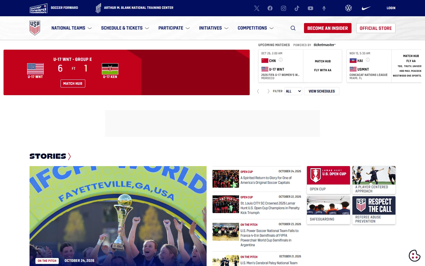 U.S. Soccer · Website screenshot