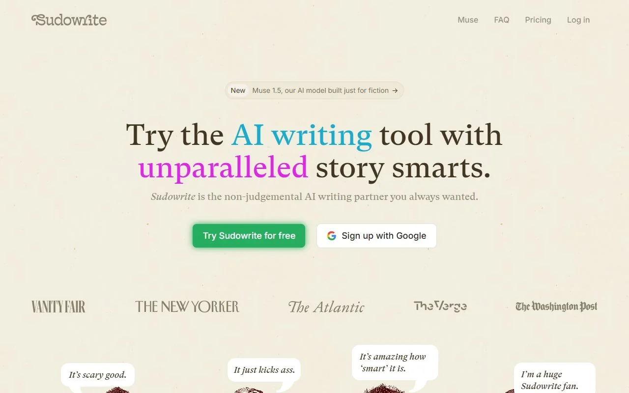 Sudowrite · Website screenshot