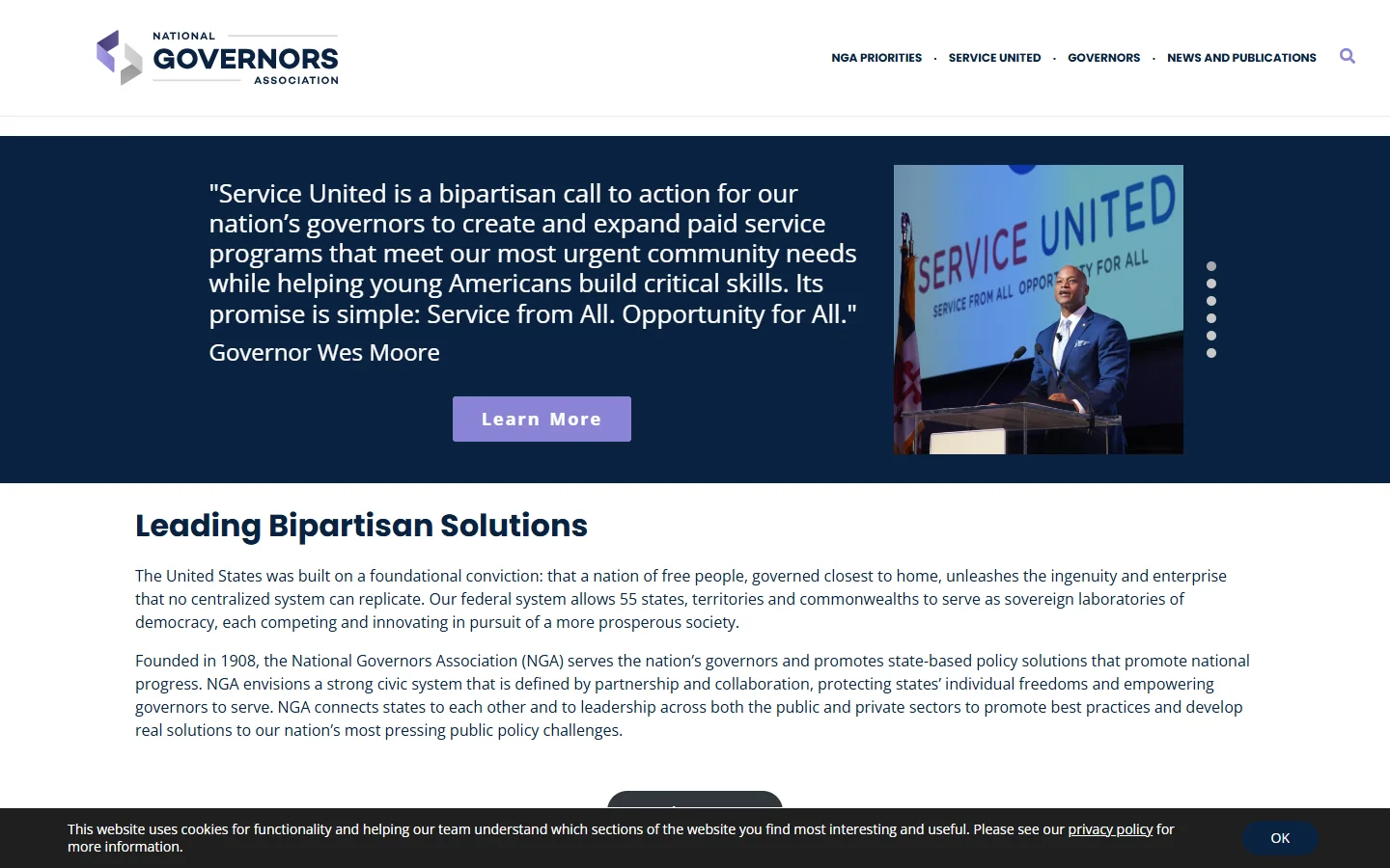 National Governors Association · Website screenshot