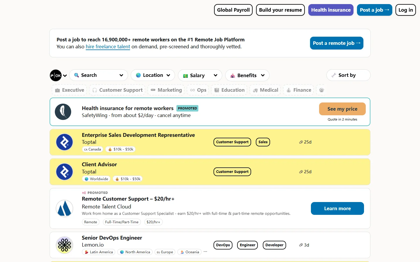 Remote OK · Website screenshot