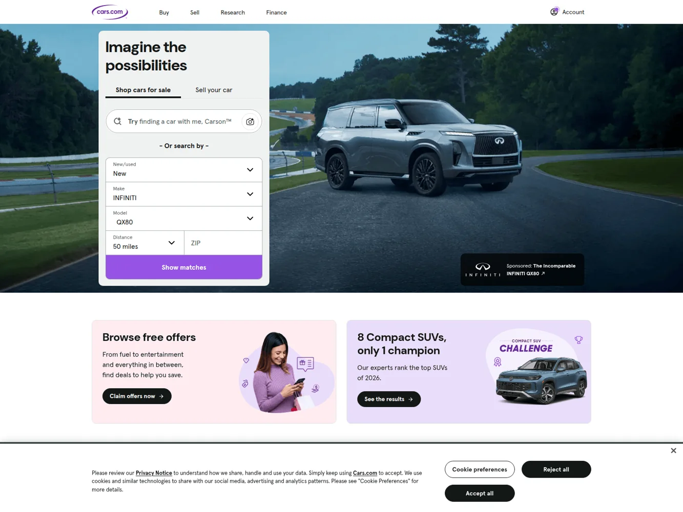 Cars.com · Website screenshot