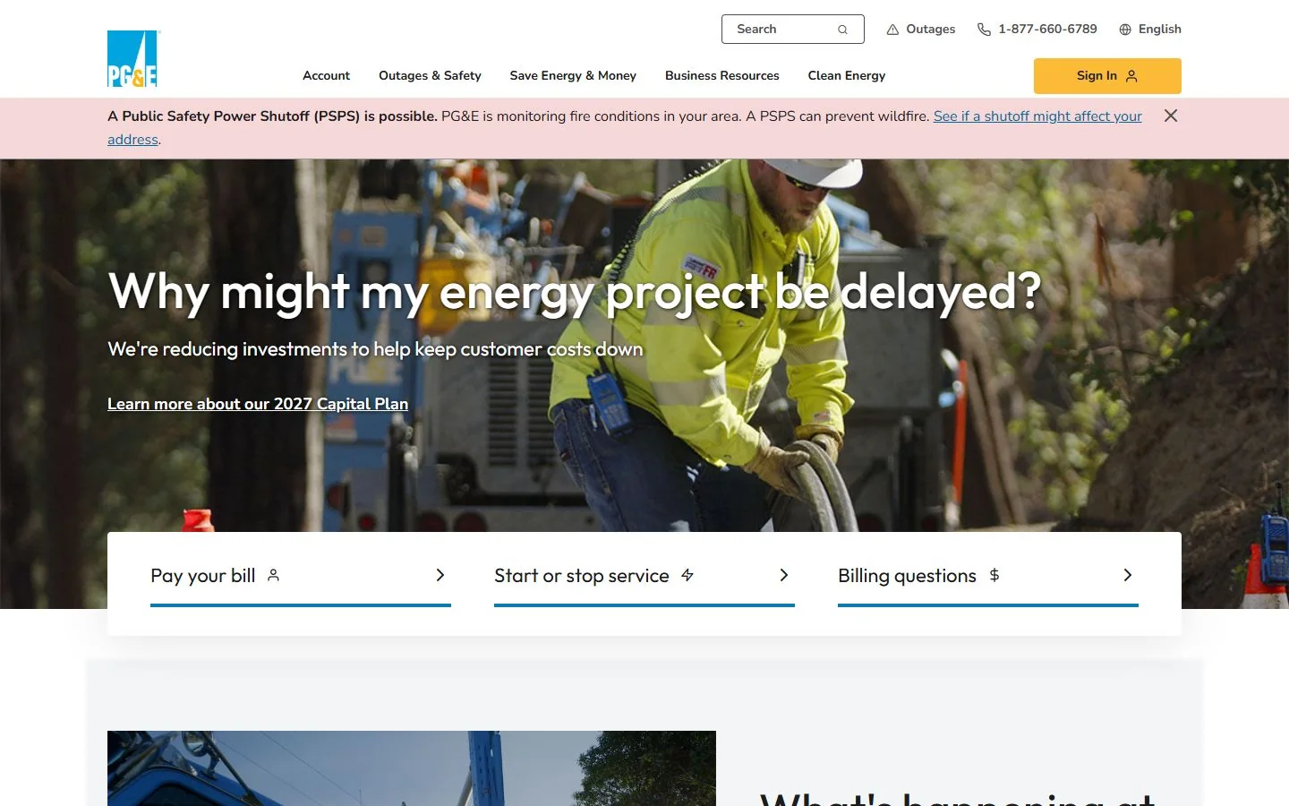 PG&E · Website screenshot