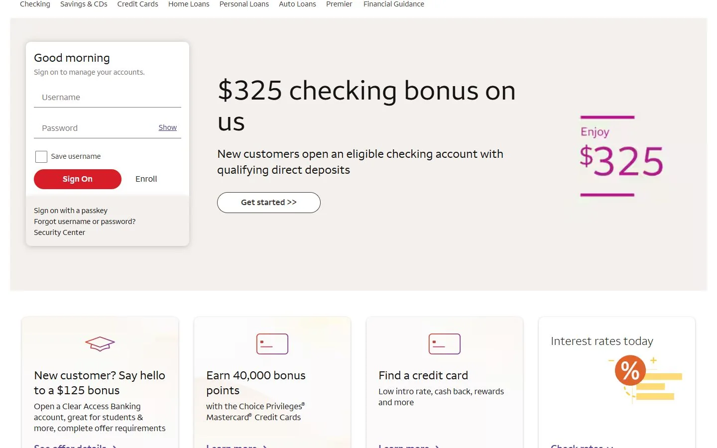 Wells Fargo · Website screenshot
