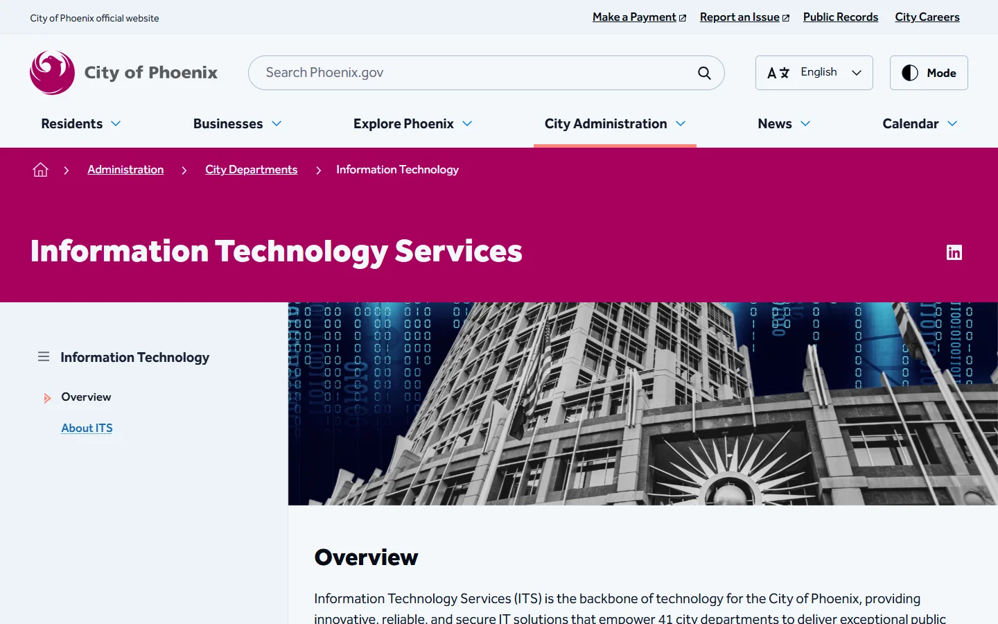 Phoenix Information Technology Services · Website screenshot