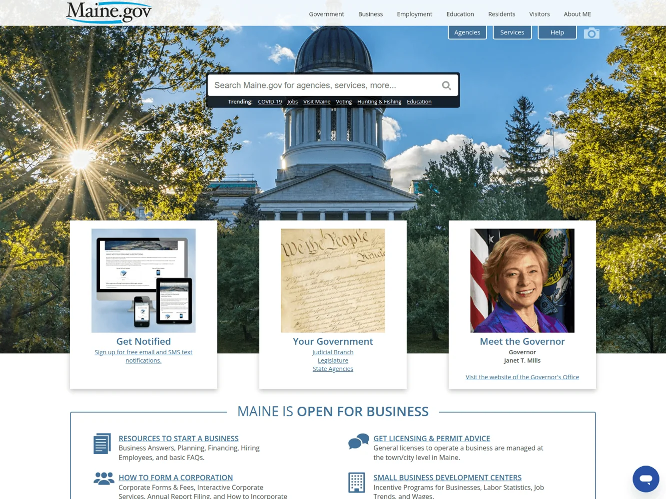 Maine · Website screenshot