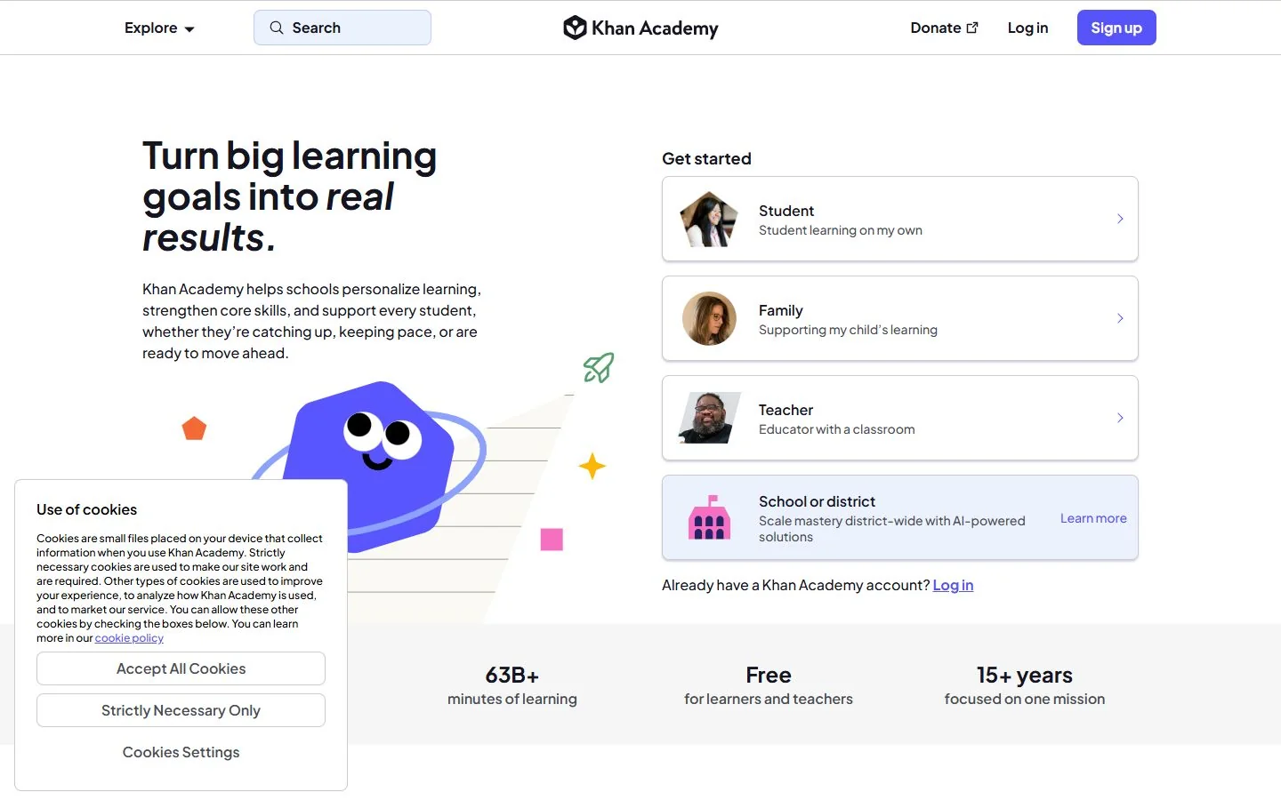 Khan Academy — Official website screenshot