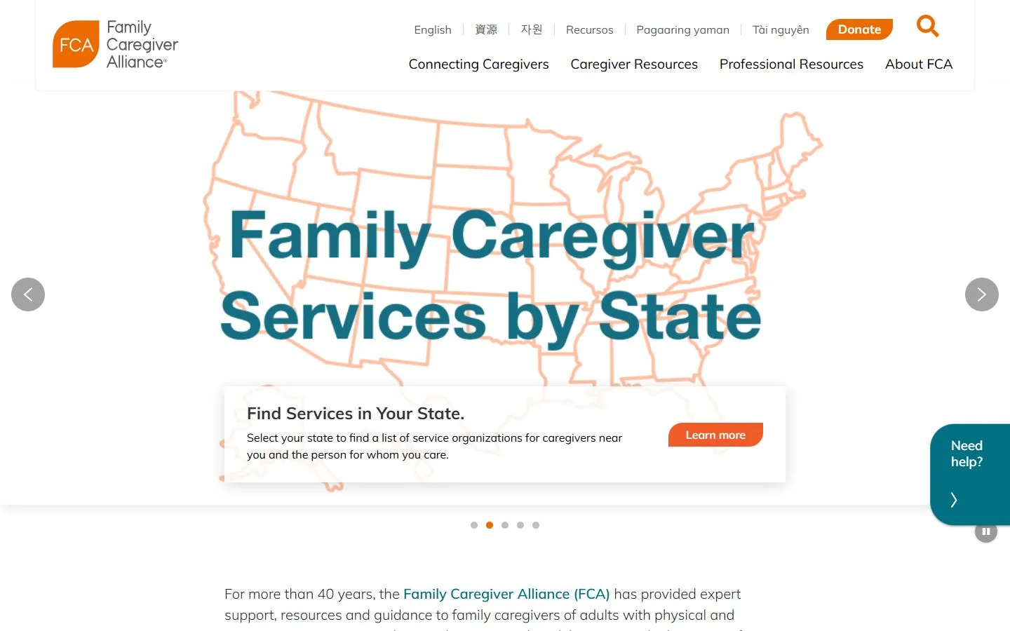 Family Caregiver Alliance · Website screenshot