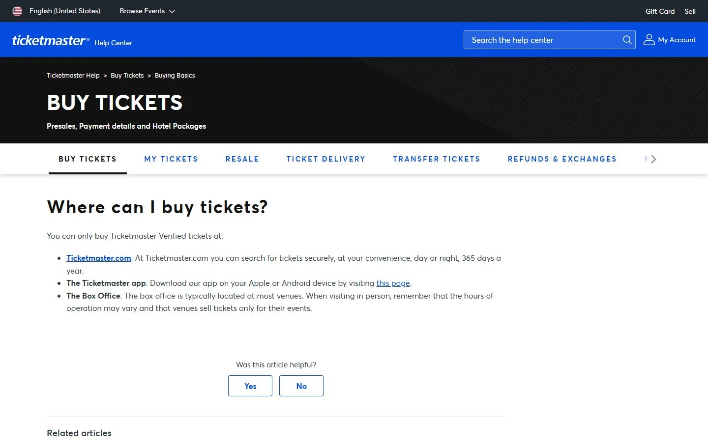 Ticketmaster UK — Official website screenshot