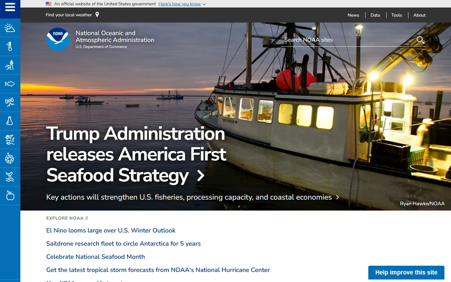 NOAA · Website screenshot