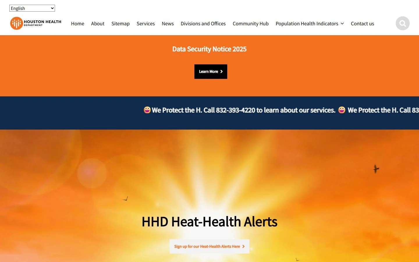 Houston Health Department · Website screenshot