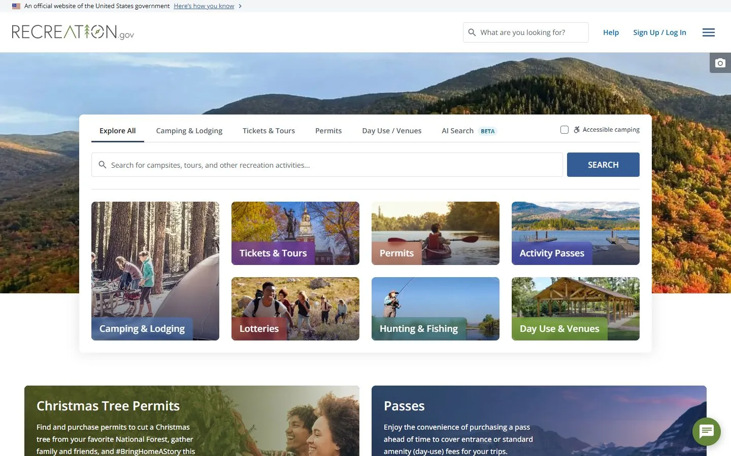 Recreation.gov · Website screenshot