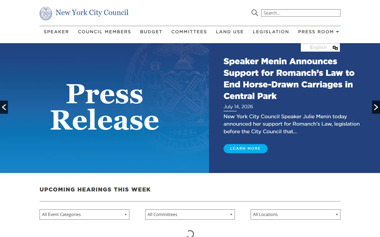 New York City Council · Website screenshot