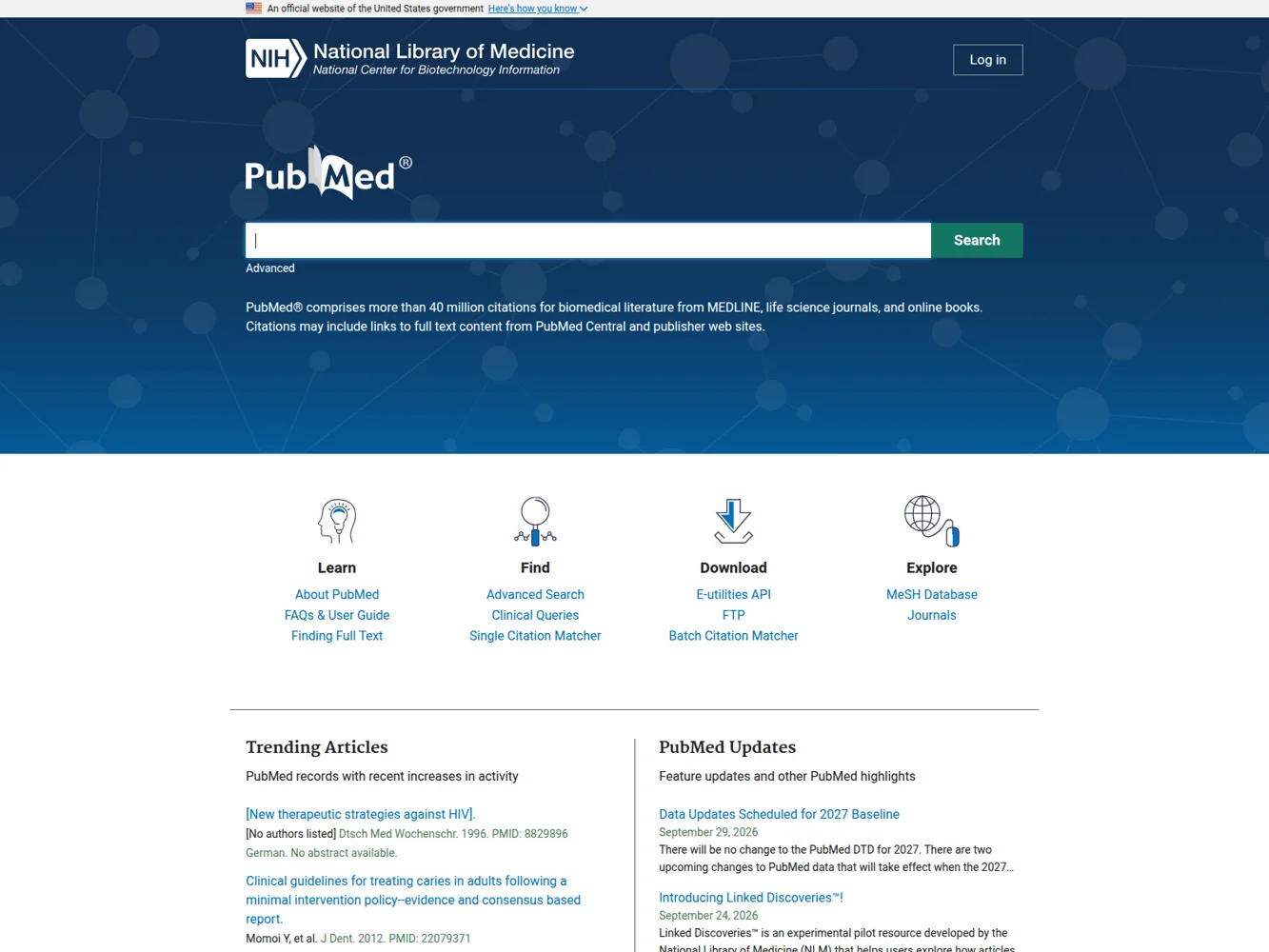 PubMed – Ansicht der Anbieter-Website