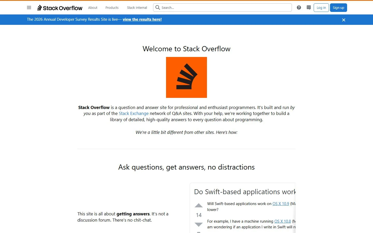 Stack Overflow — Official website screenshot