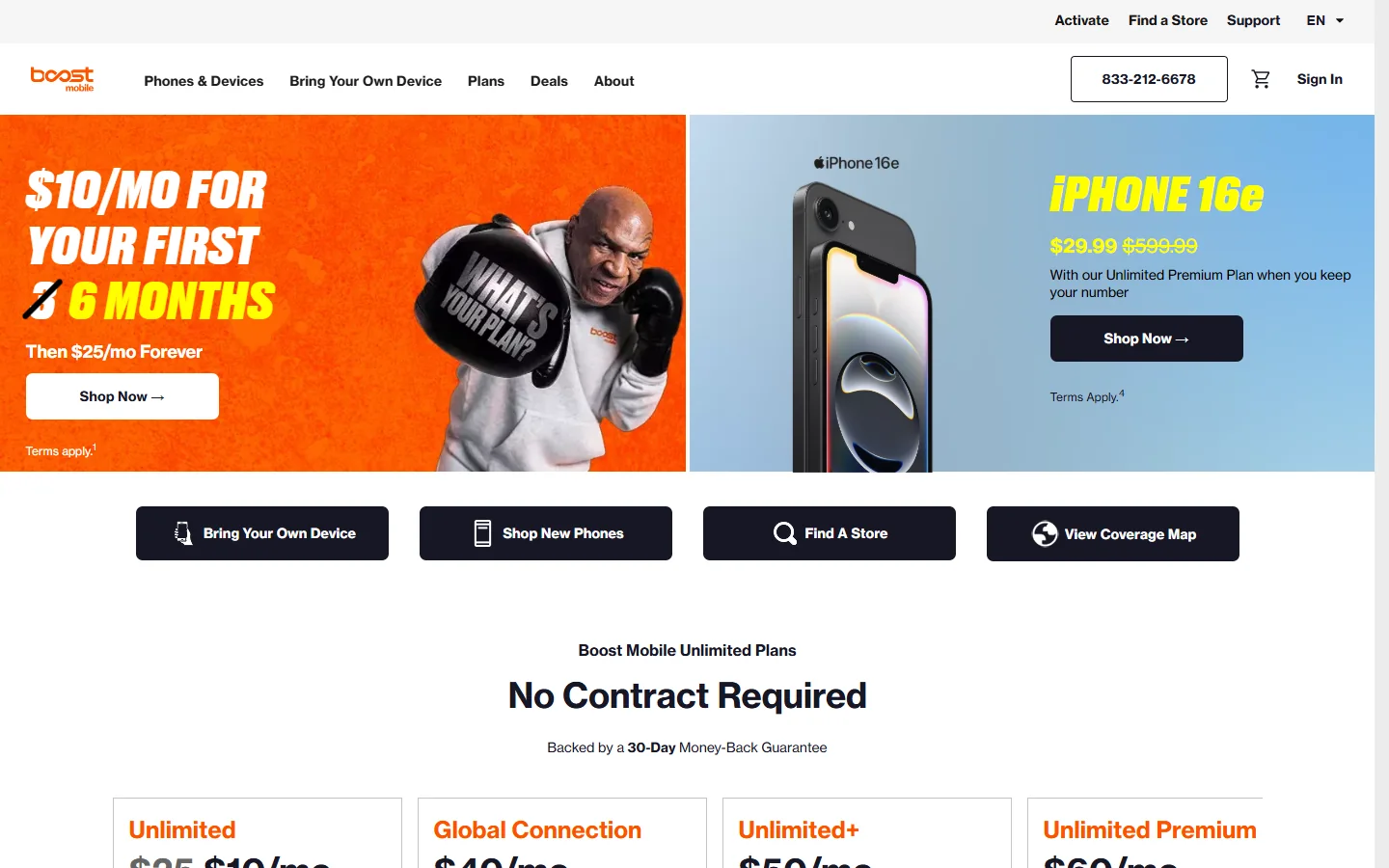 Boost Mobile · Website screenshot