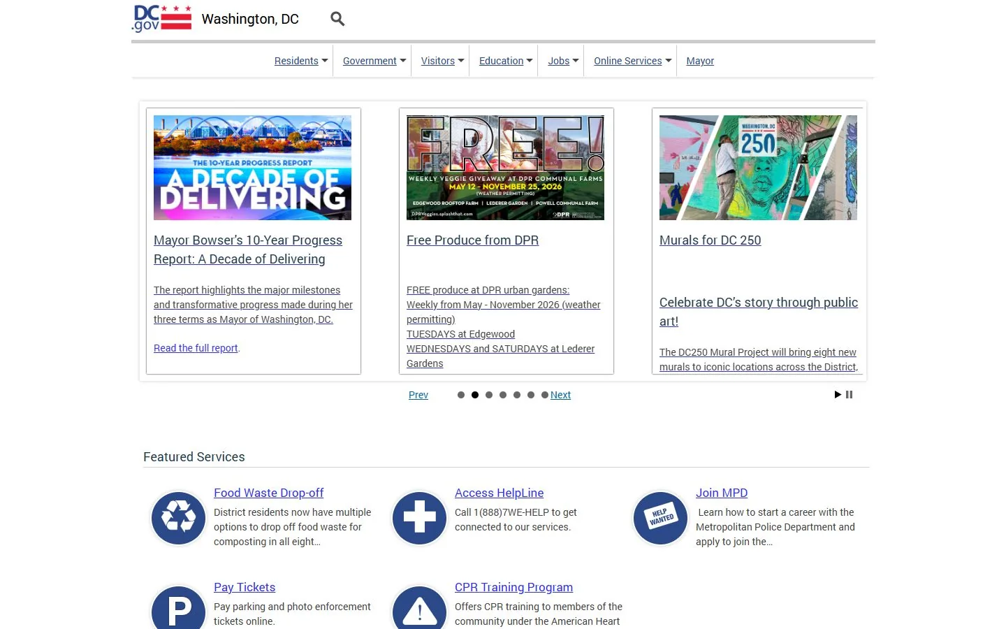District of Columbia · Website screenshot