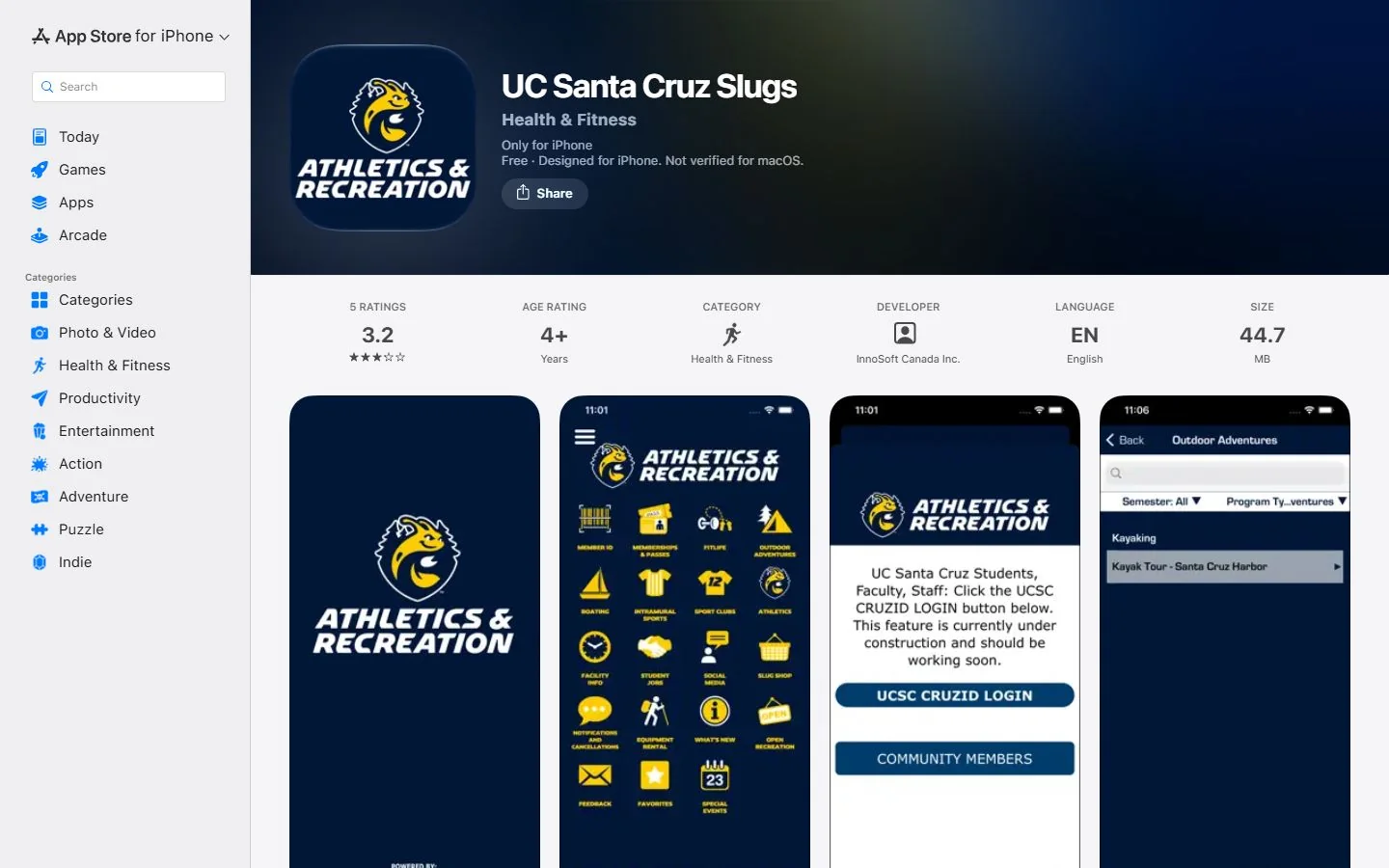 University of California, Santa Cruz · Official UC Santa Cruz Slugs app listing (US)