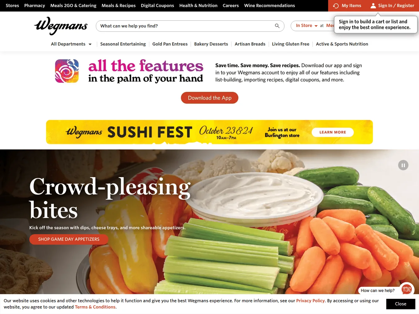 Wegmans · Website screenshot